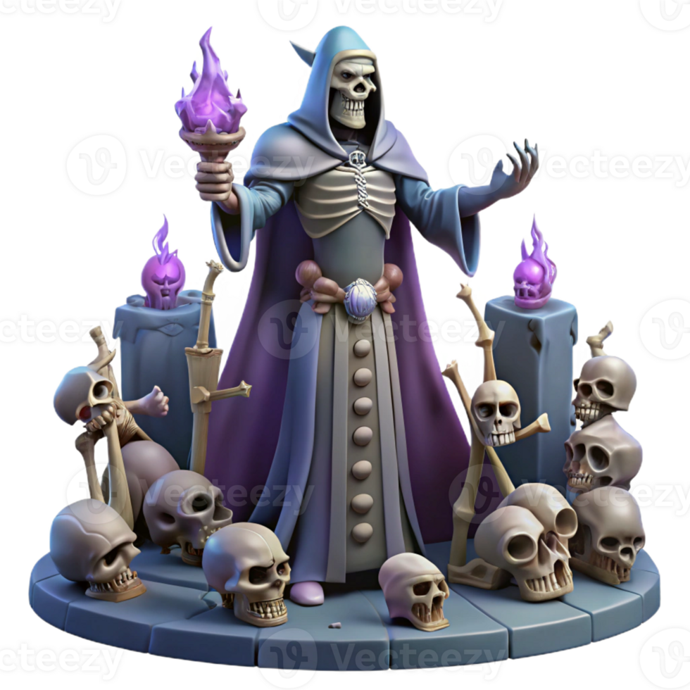 dramatic contemporary A Powerful Lich Casting a Spell in His Cry high quality png