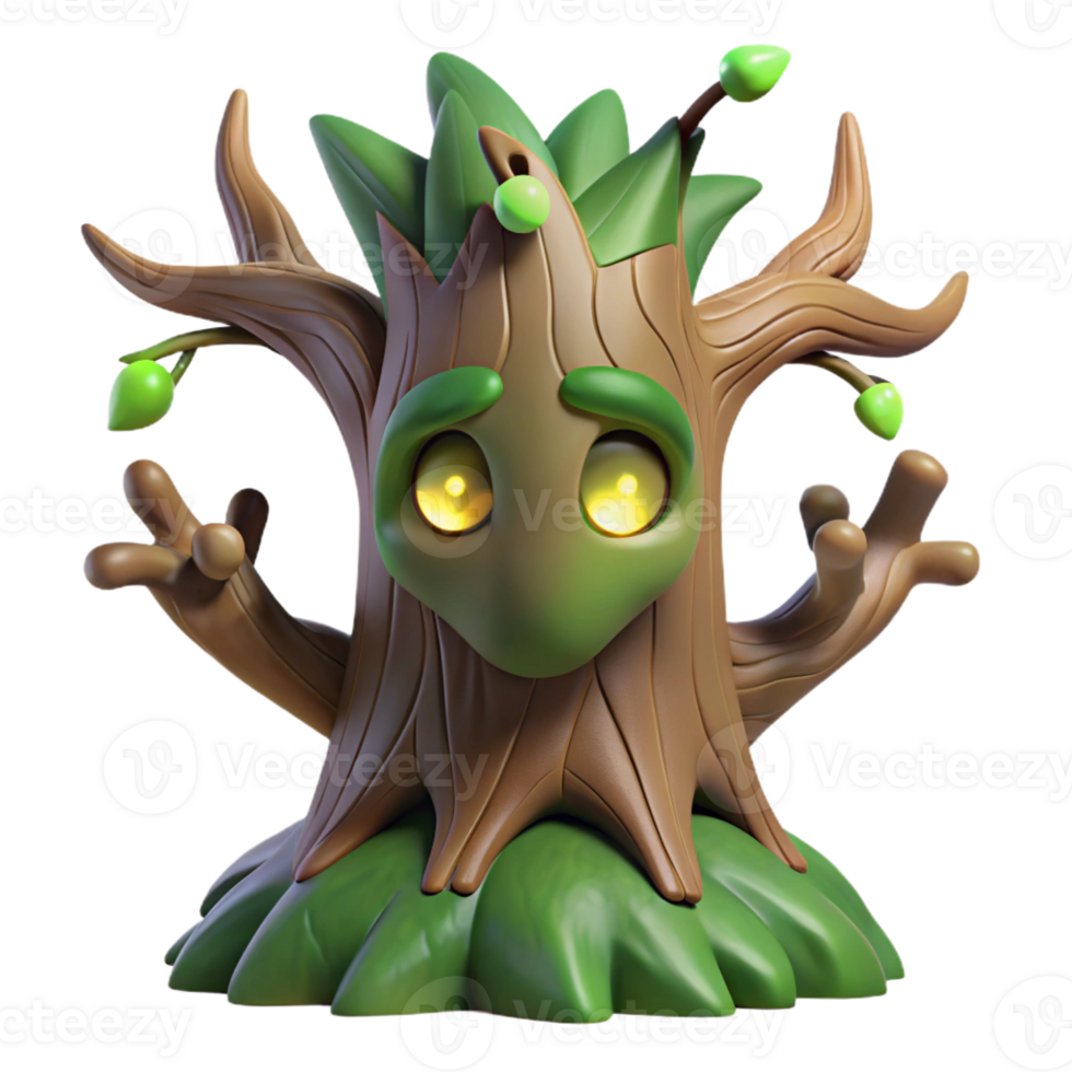 beautiful abstract A Whimsical Tree Spirit with Glowing Eye high quality png