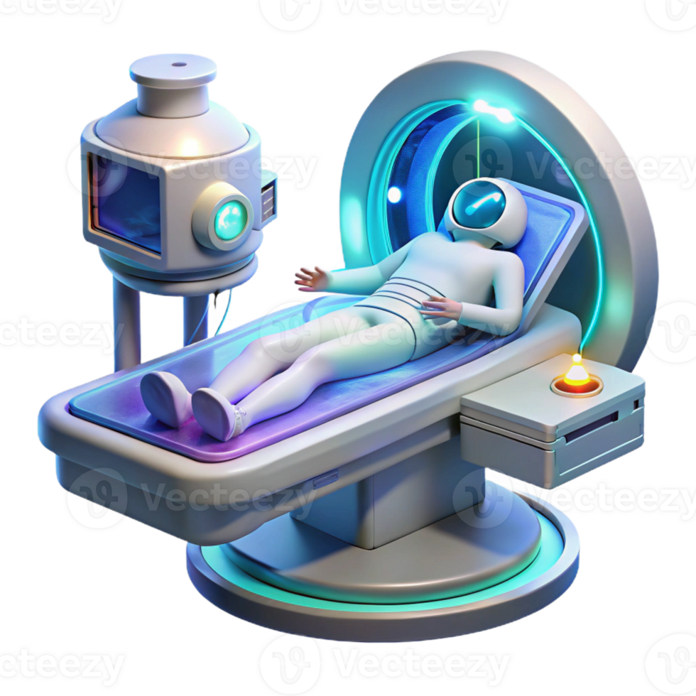 vibrant minimalist Futuristic Medical Bay Holographic Interface premium png