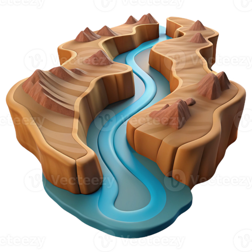 extraordinary modern A Winding River Cutting Through a Canyon 4K png