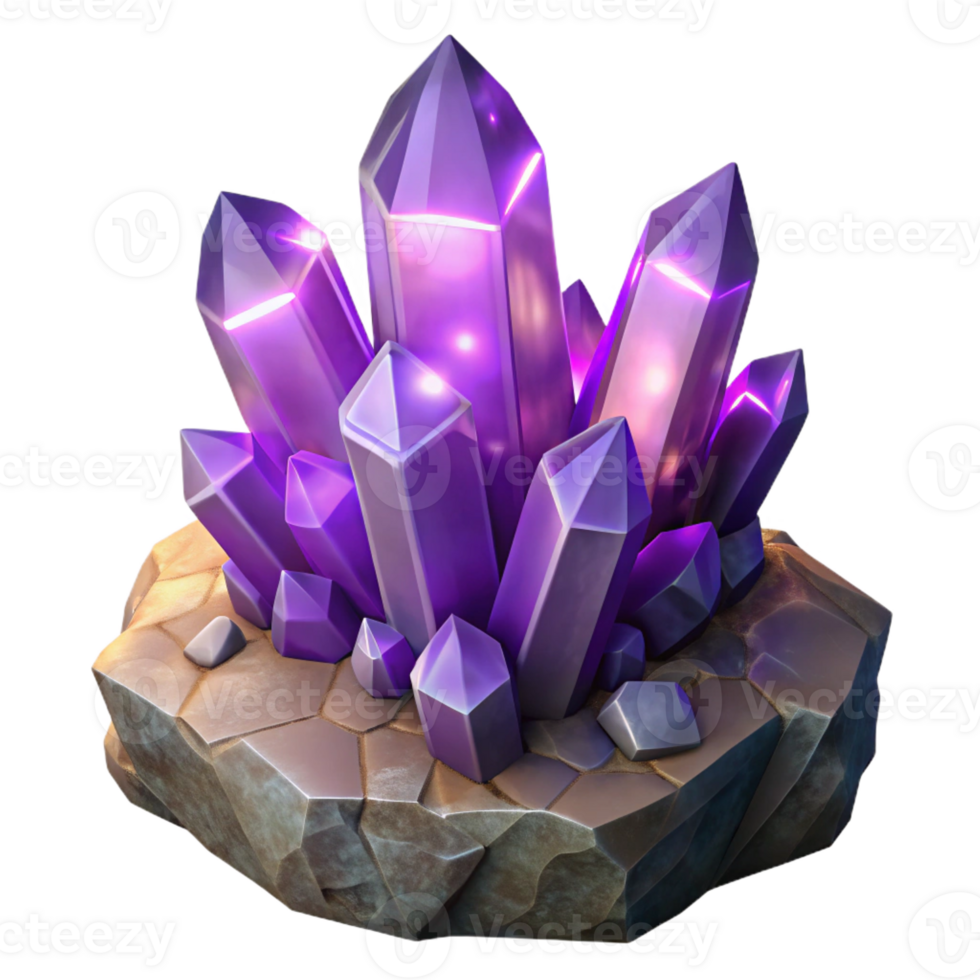 vibrant traditional A Cluster of Amethyst Crystals Growing On high resolution png