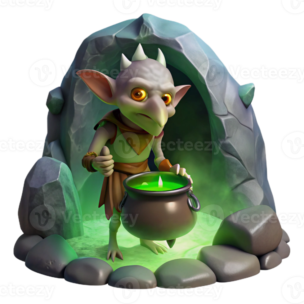 wonderful creative A Cunning Goblin Shaman Brewing a Potion high resolution png