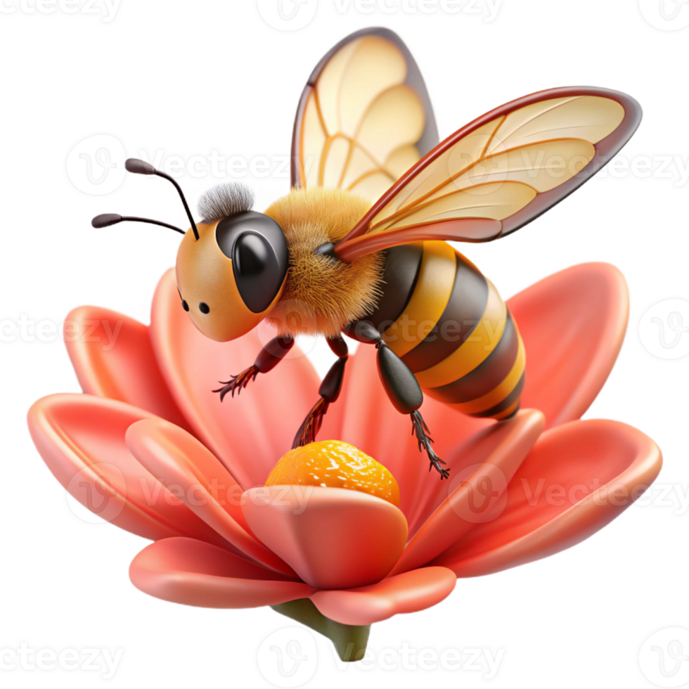 wonderful creative A Close Up of a Bee Collecting Pollen From 4K png