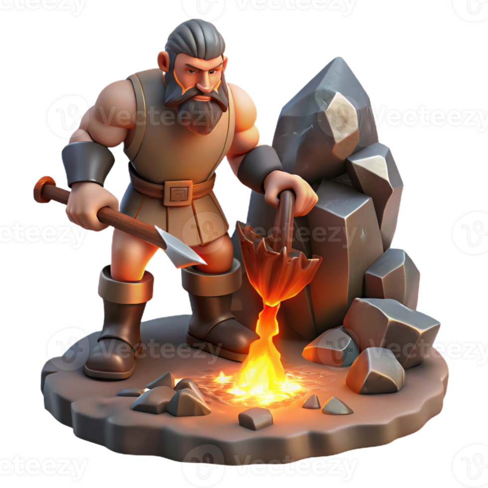 beautiful abstract A Towering Cyclops Forging a Weapon in A original png