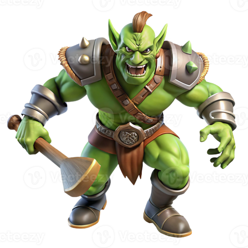 dramatic contemporary A Fierce Orc Chieftain Leading a Charge detailed png
