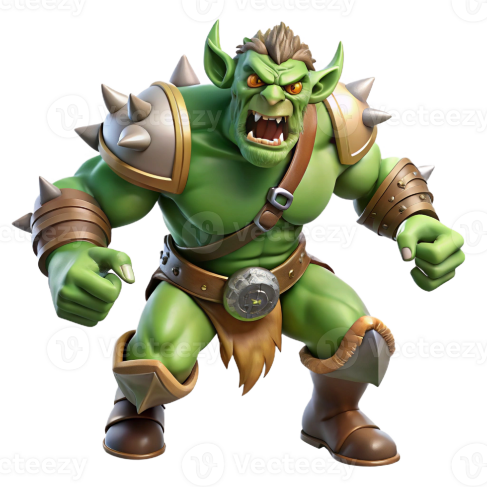 vibrant vintage A Fierce Orc Chieftain Leading a Charge original png