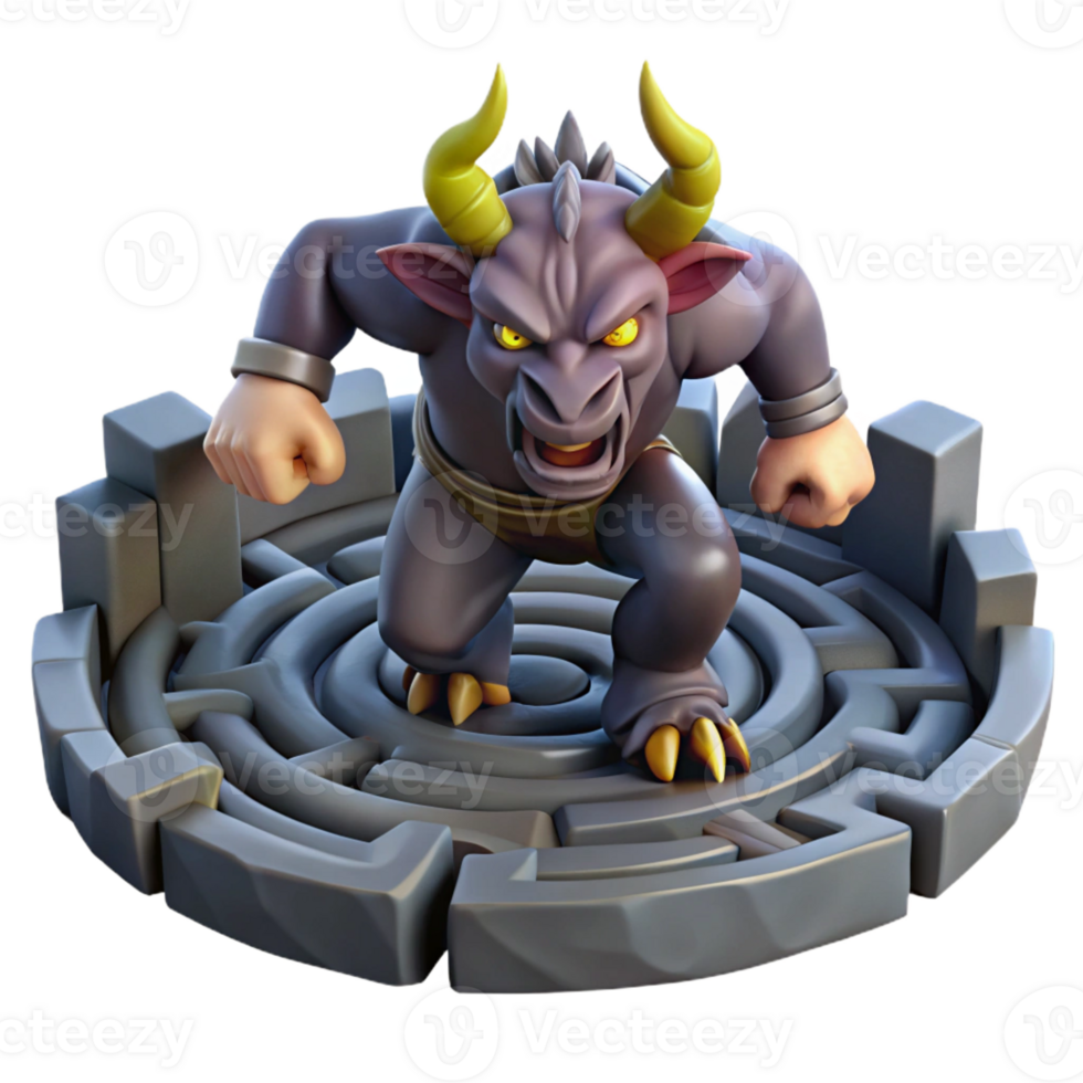 impressive vintage A Ferocious Minotaur Charging Through A premium png