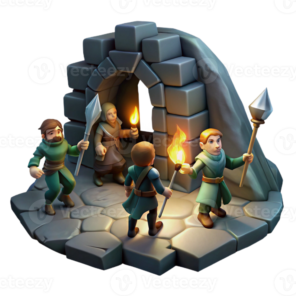 extraordinary vintage A Group of Adventurers Exploring a Dark high resolution png