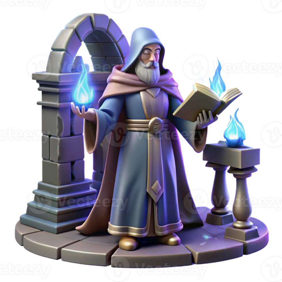 extraordinary vintage A Powerful Wizard Casting a Spell Within A original png