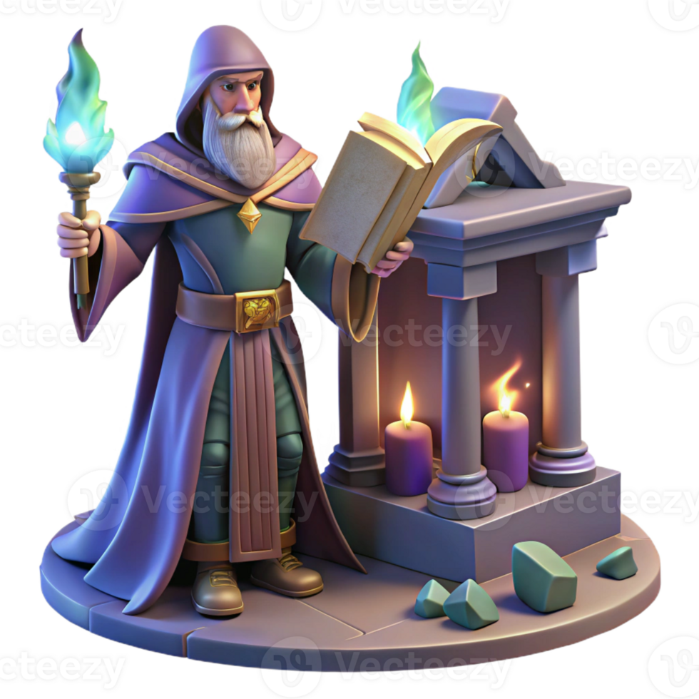 elegant artistic A Powerful Wizard Casting a Spell Within A professional png