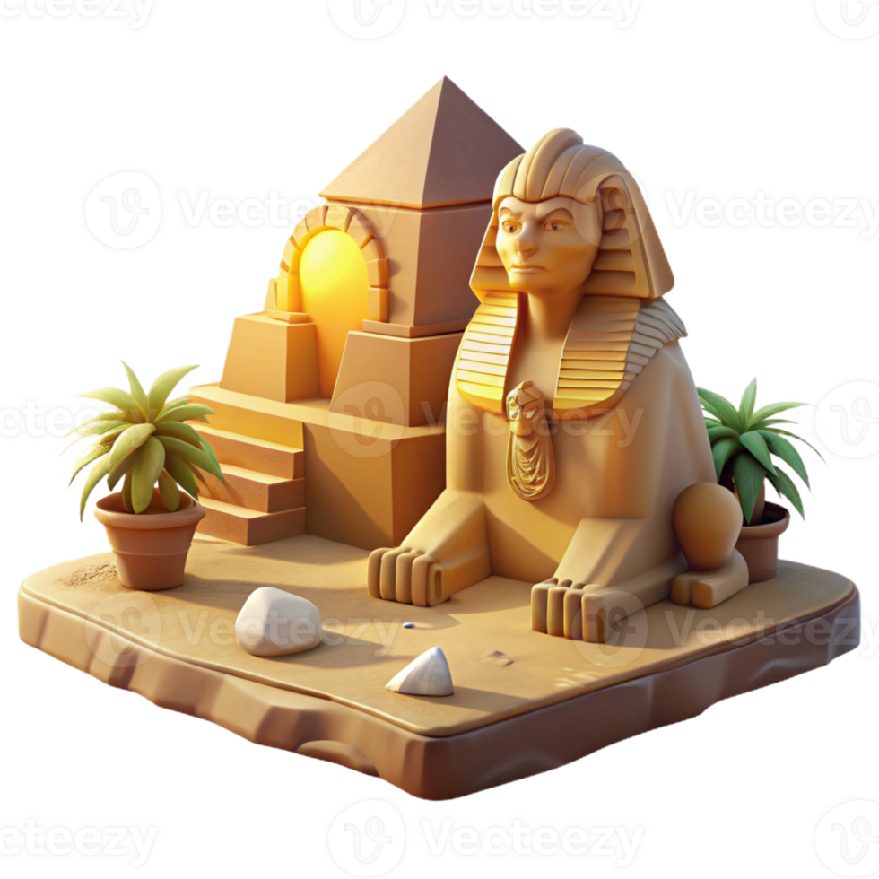 serene creative A Majestic Sphinx Guarding a Hidden Templ high quality png