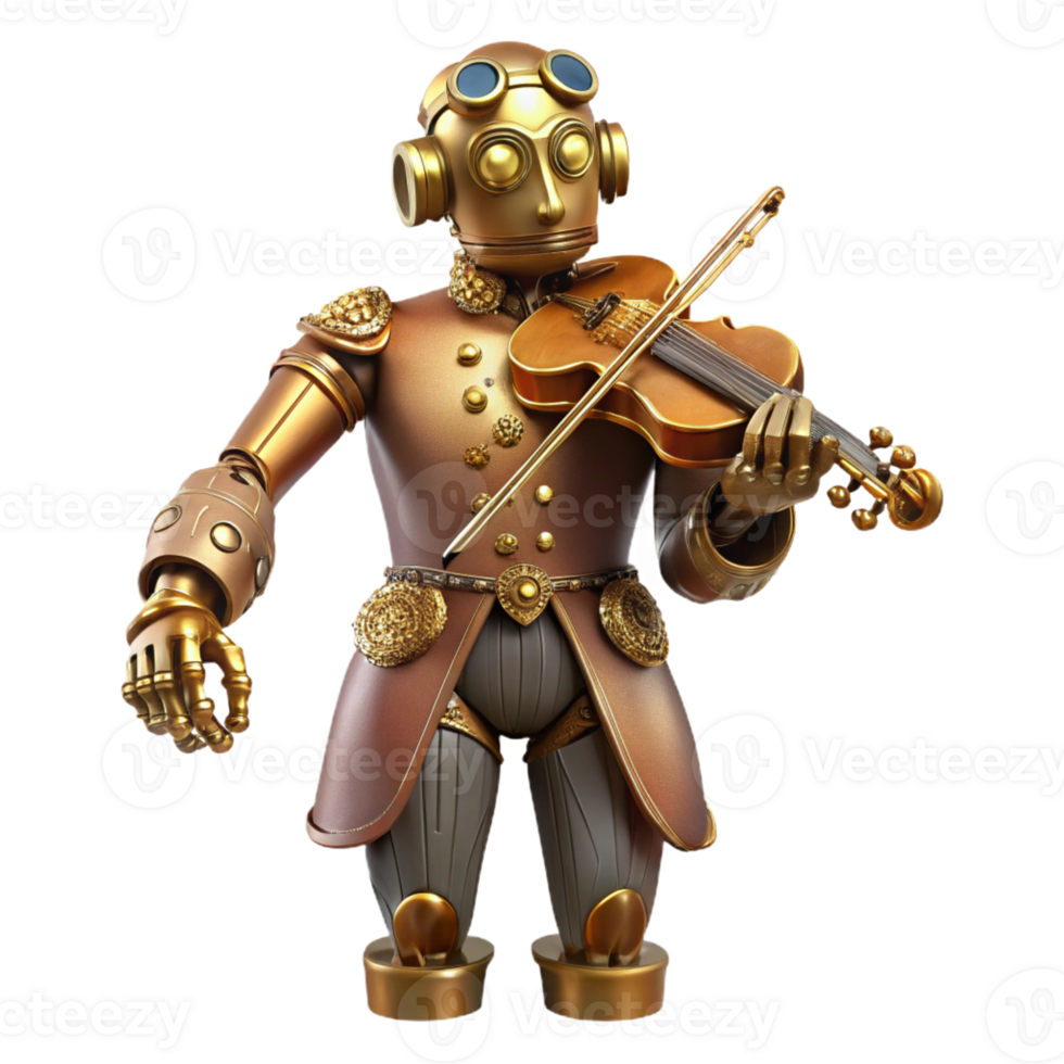 elegant artistic A Steampunk Automaton Playing a Violin high resolution png