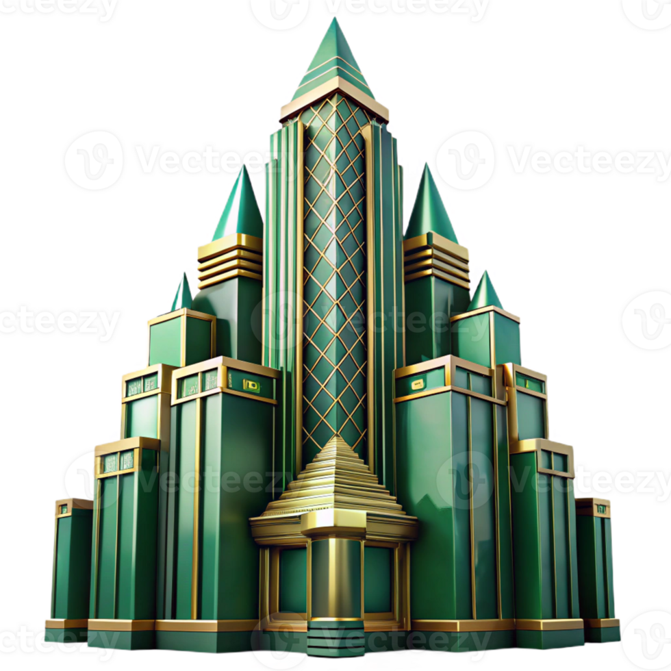 beautiful classic Art Deco Skyscraper Emerald Green and Go genuine png