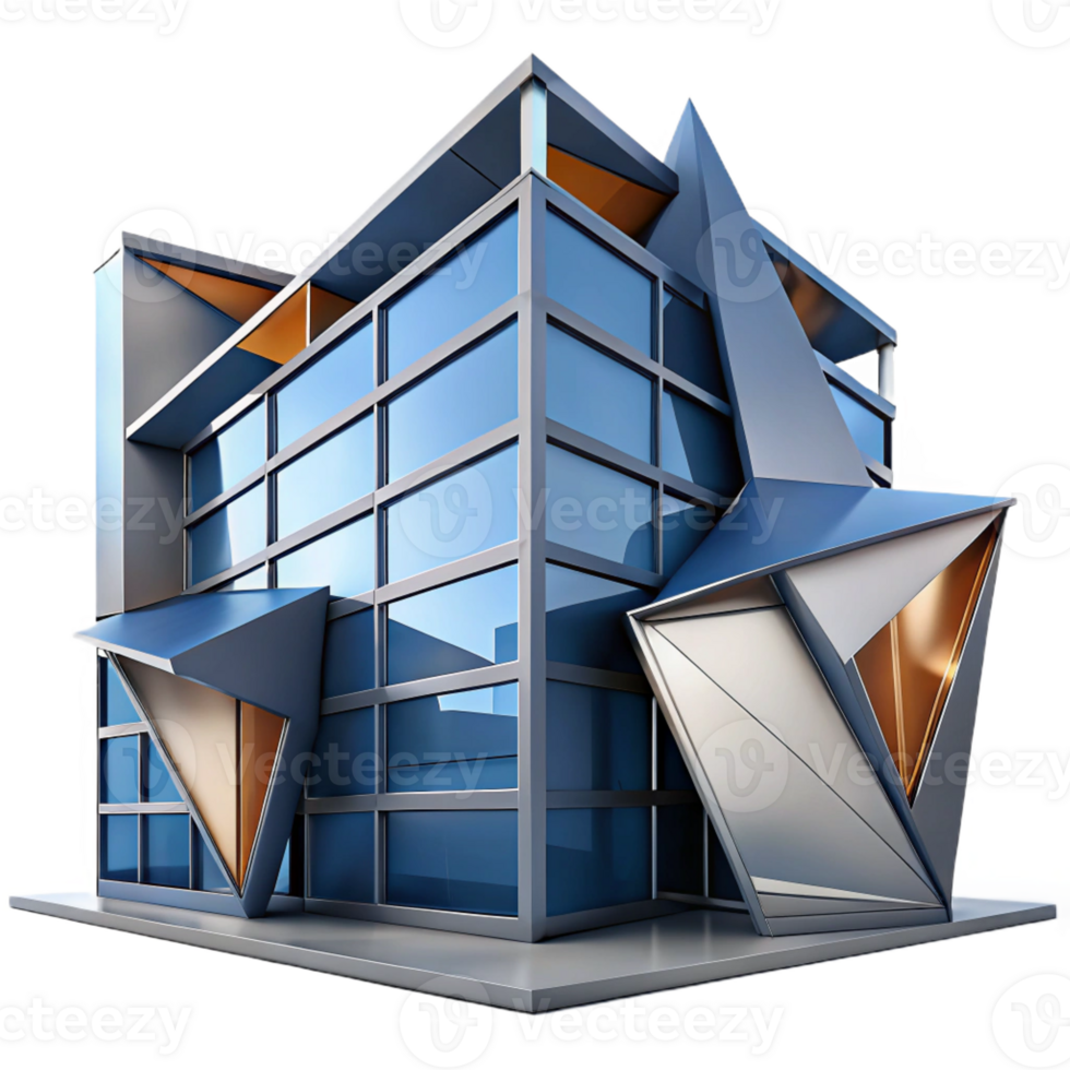 vibrant modern A Deconstructivist Office Building with S authentic png