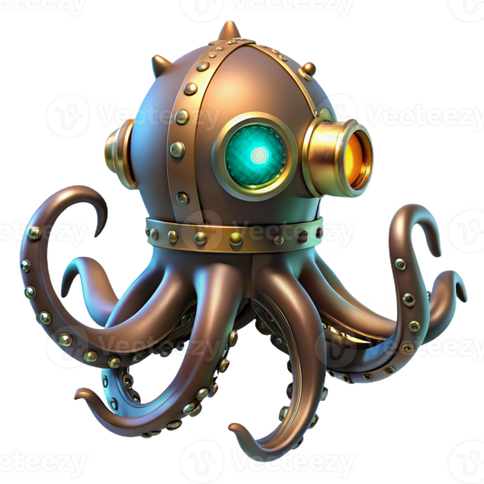 elegant vintage A Steampunk Octopus with Brass Tentacles authentic png