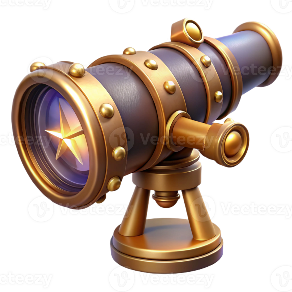 impressive contemporary Steampunk Telescope Intricate Brass Design genuine png