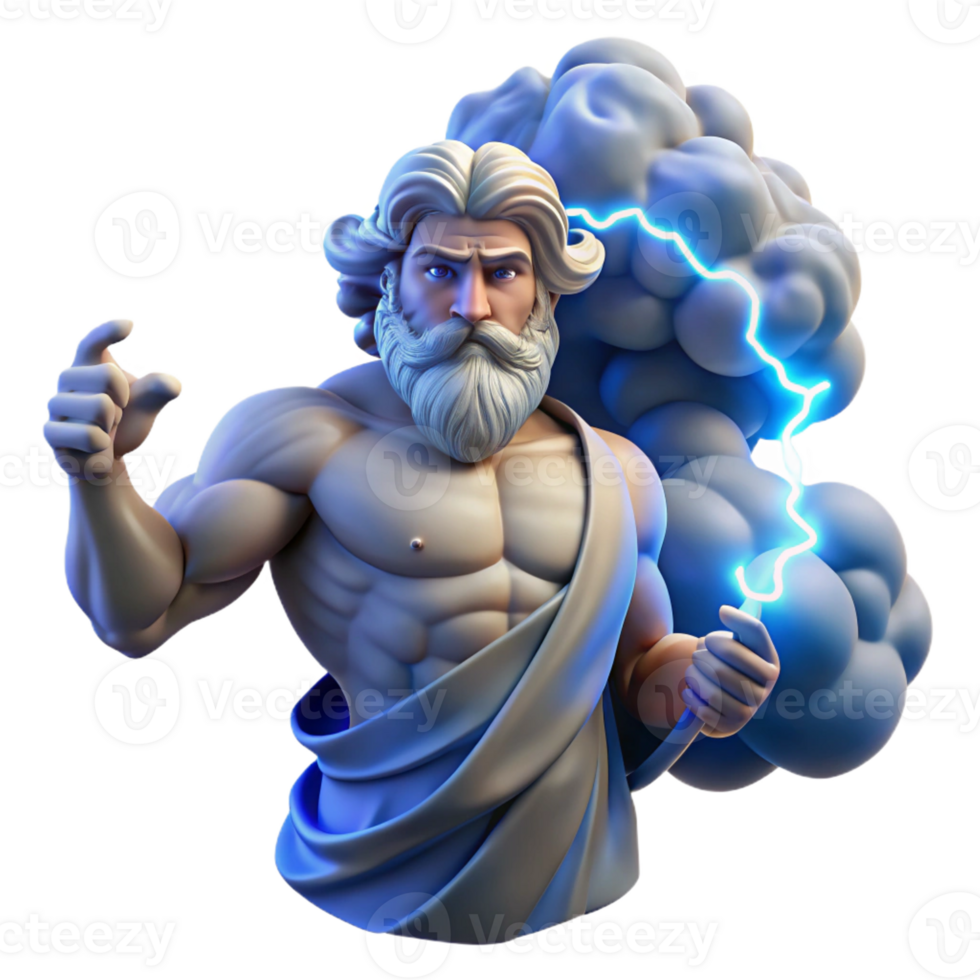 dramatic artistic A Powerful Zeus Wielding a Lightning Bo authentic png