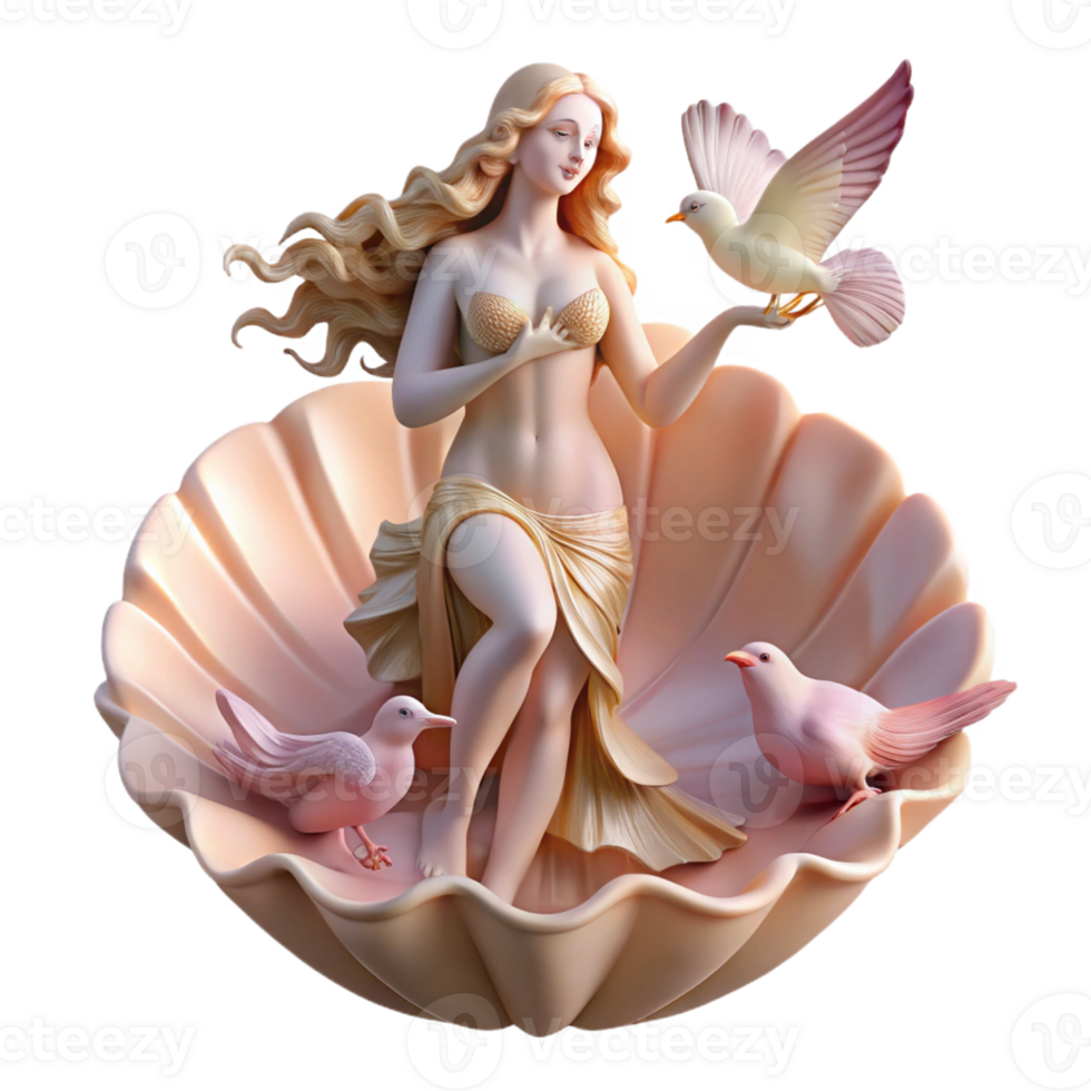 elegant traditional Aphrodite Rising from a Giant detailed png