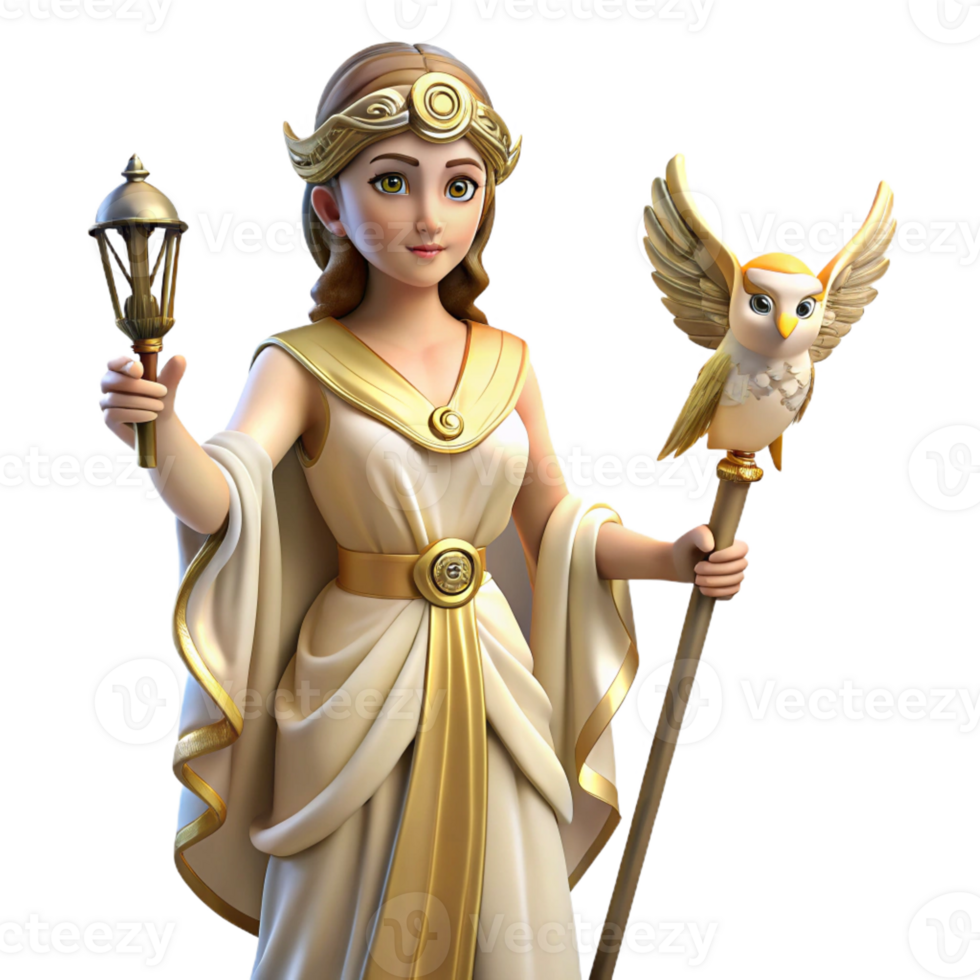 extraordinary contemporary A Wise Athena Holding an Owl and a Spear genuine png