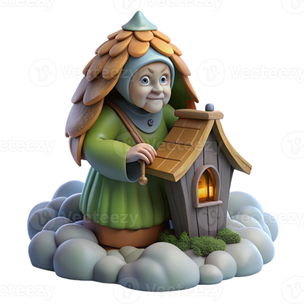 serene artistic A Wise Old Baba Yaga Residing in Her Ch authentic png