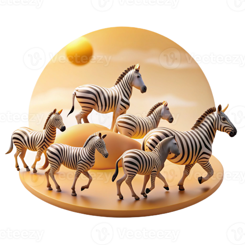 dramatic contemporary A Herd of Zebras Migrating Across the Sa high resolution png