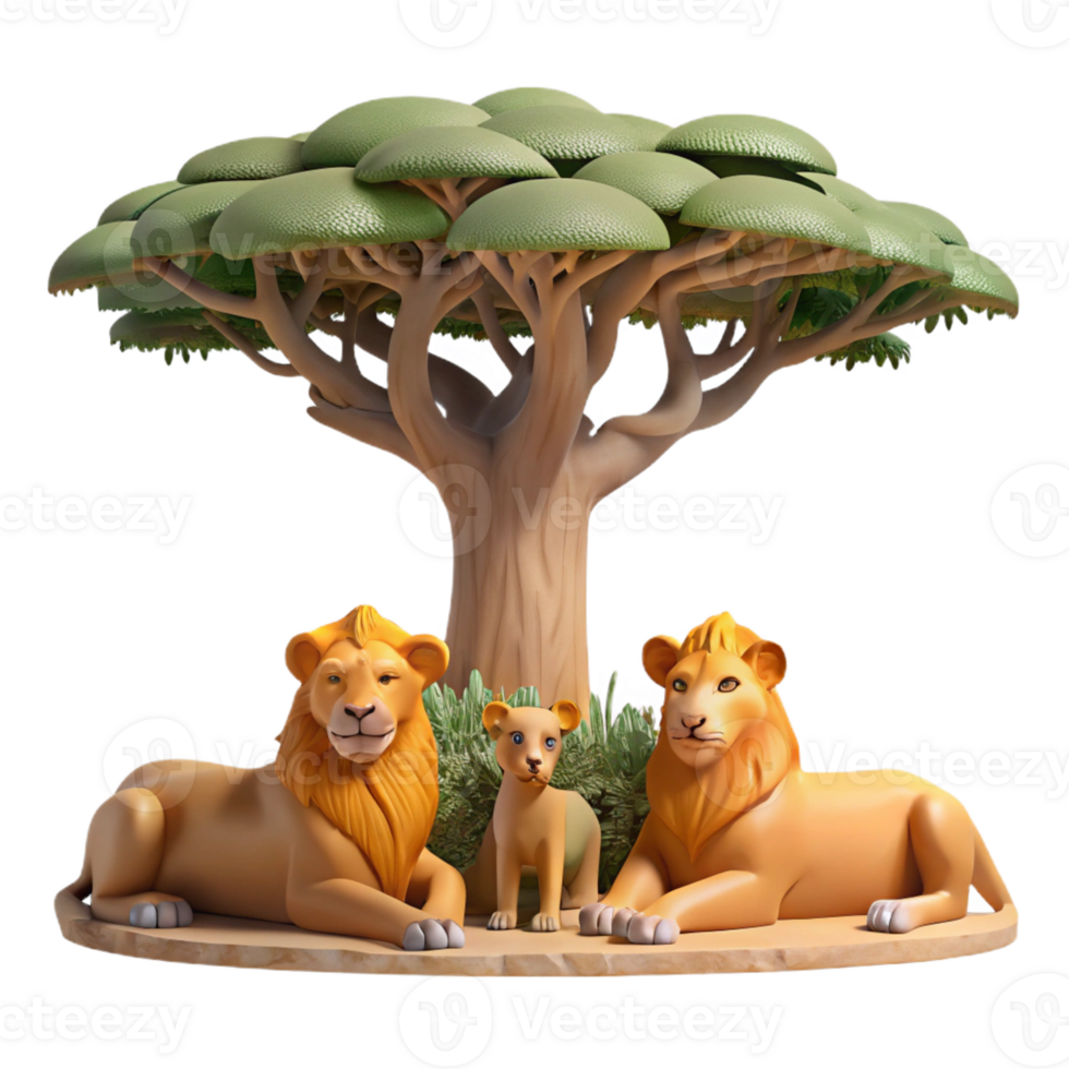 stunning artistic A Majestic Lion Pride Resting Under the S high resolution png