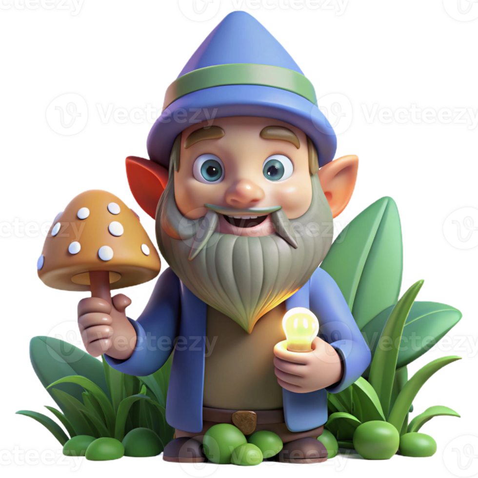 serene creative Portrait of a Mischievous Gnome with a Poi high quality png