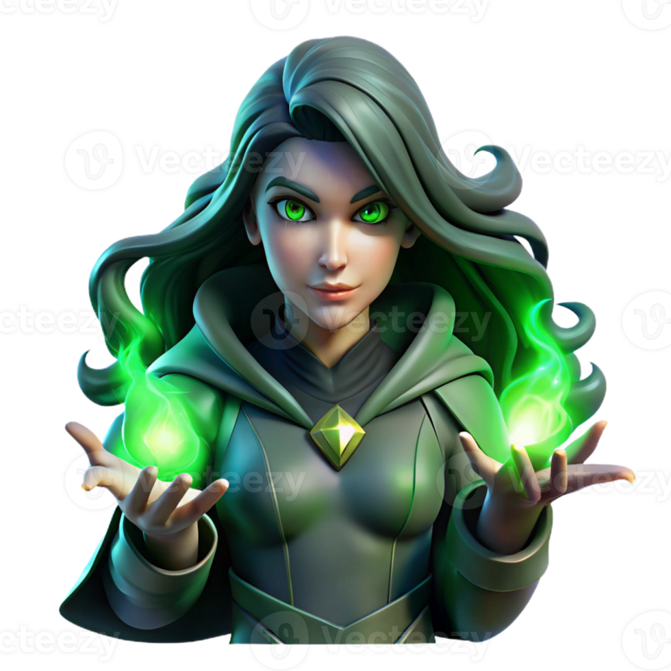 serene minimalist Portrait of a Powerful Sorceress with Flow premium png