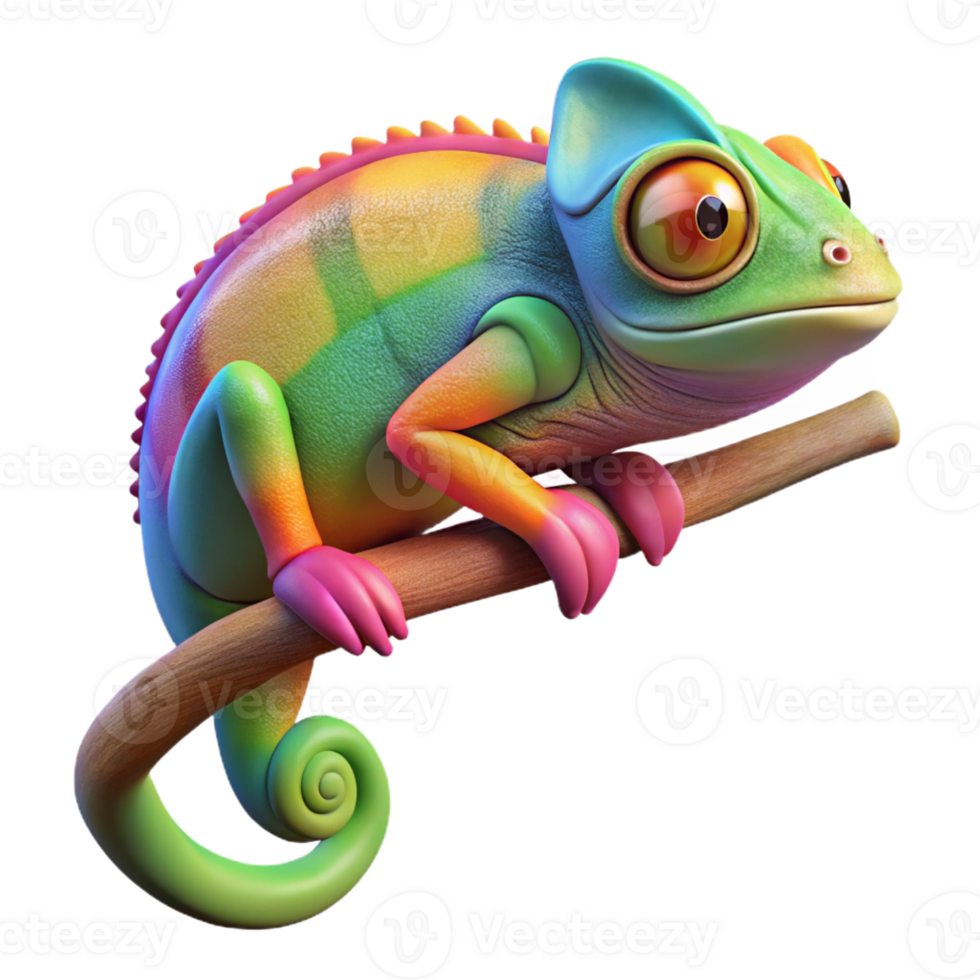 wonderful vintage A Vibrant Chameleon Perched on a Branch high resolution png