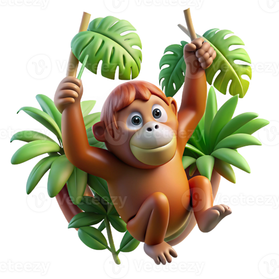 wonderful creative A Playful Orangutan Swinging Through The detailed png