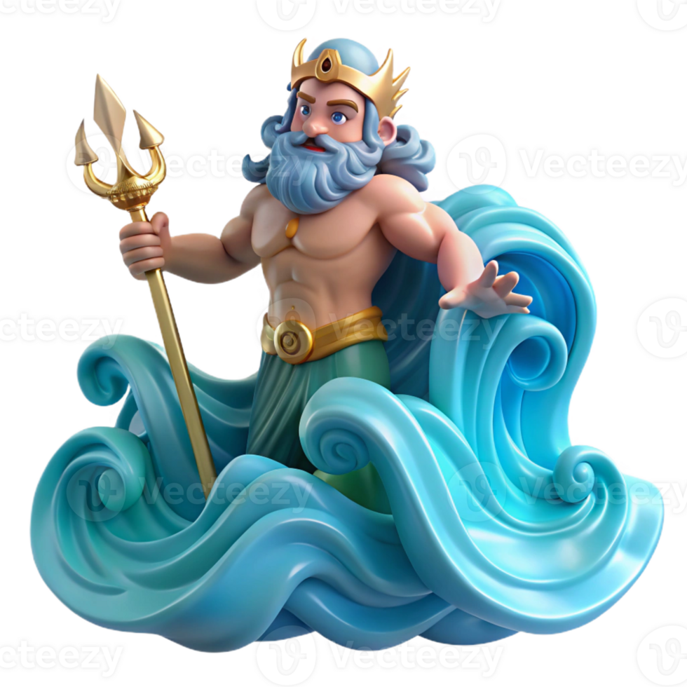 beautiful creative Poseidon Commanding a Tempestuous Sea W png