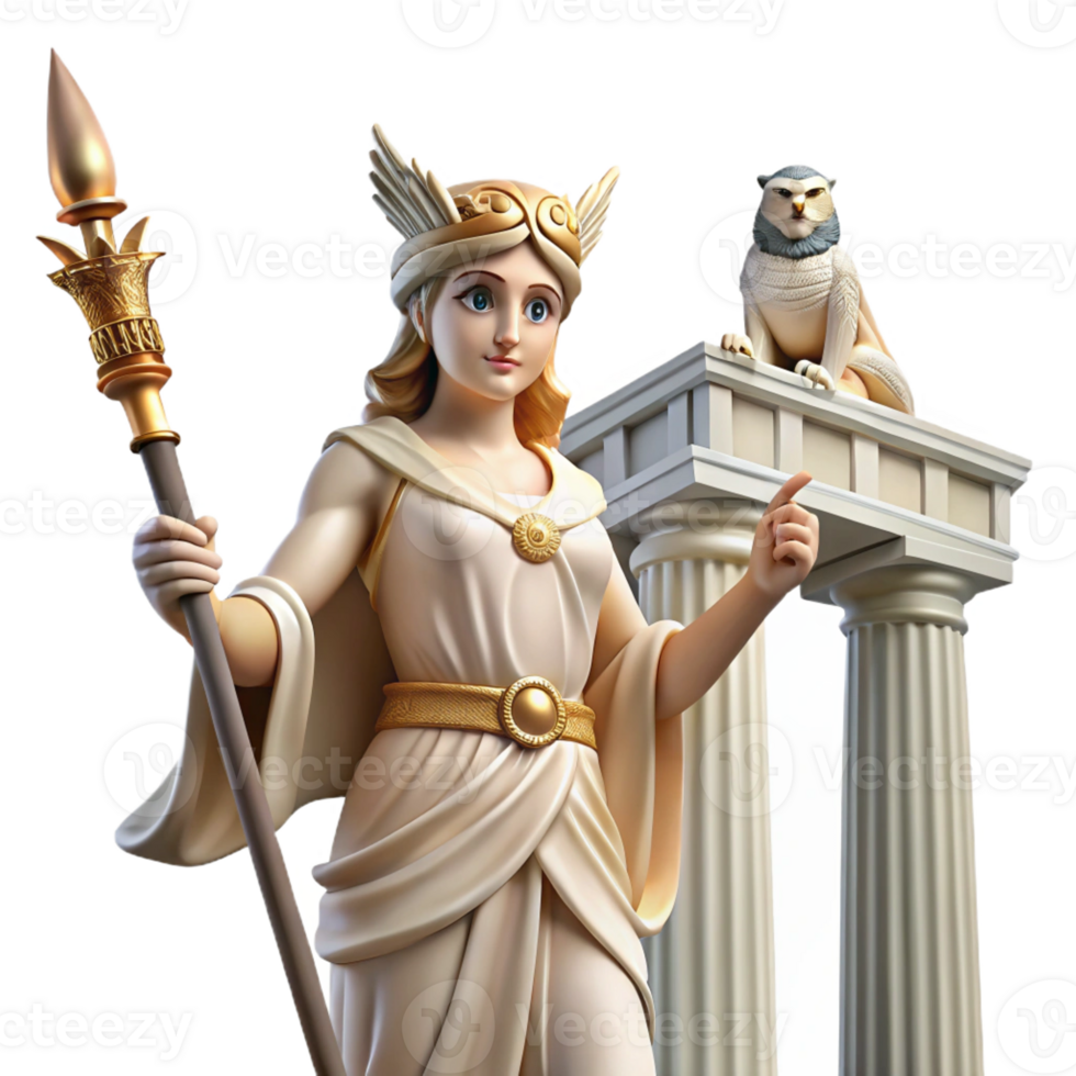 elegant minimalist Athena Goddess of Wisdom Holding an Owl professional png