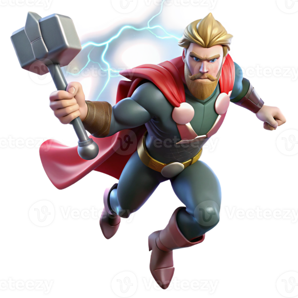 stunning artistic Thor Wielding Mjolnir Lightning Crackli premium png