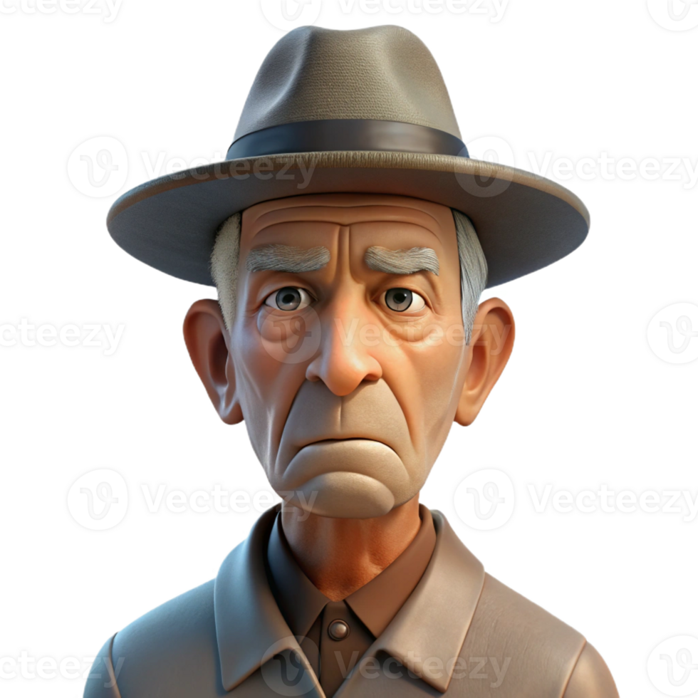 impressive contemporary Portrait of an Elderly Man Deep Wrinkles png