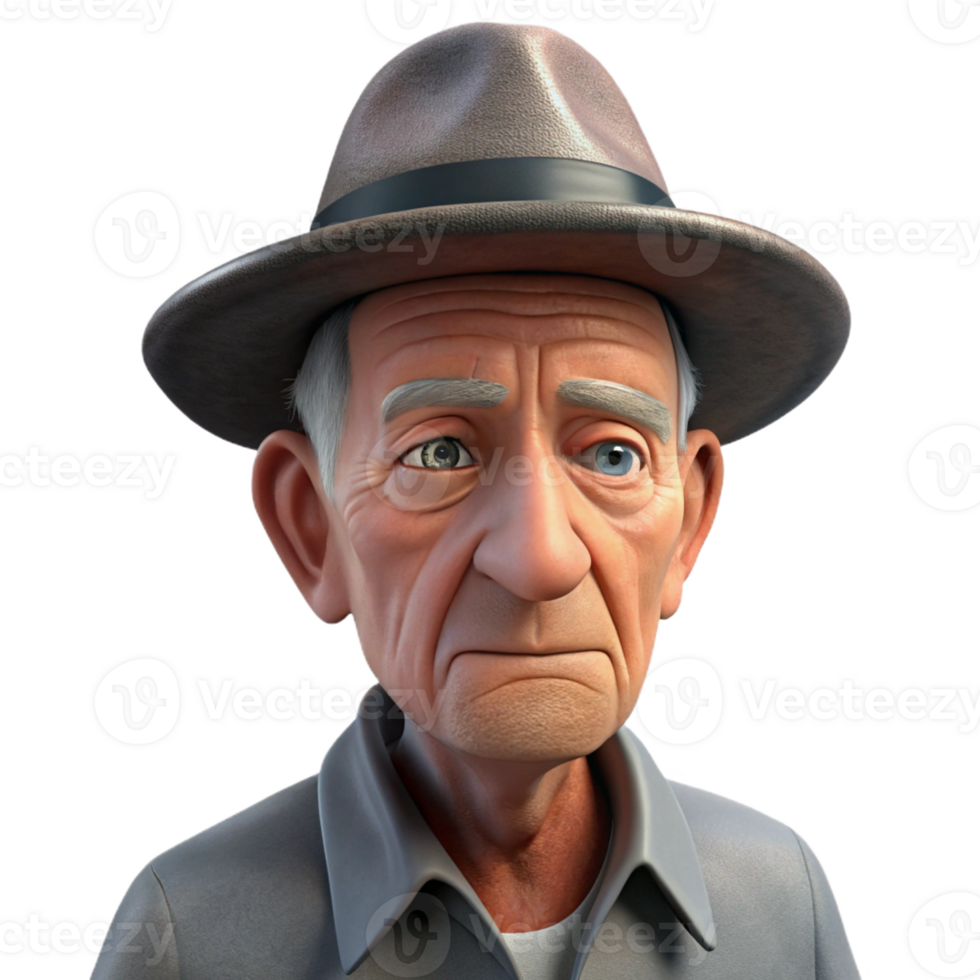 dramatic artistic Portrait of an Elderly Man Deep Wrinkles high resolution png