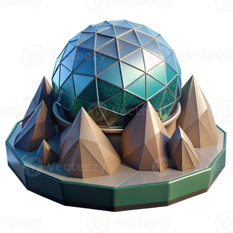 dramatic creative Floating Geodesic Dome Nestled in a Mount exclusive png