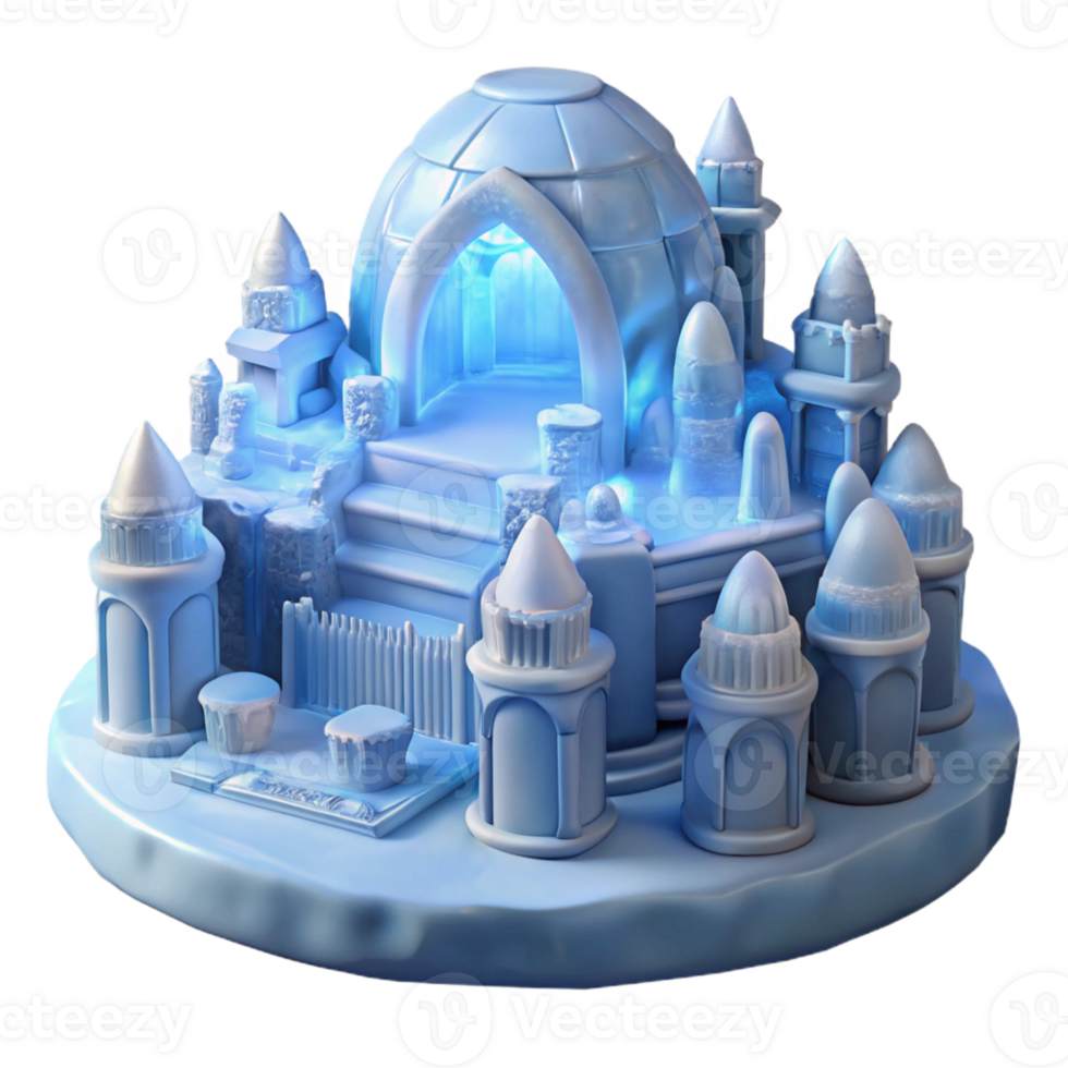 vibrant abstract Ice Hotel Intricate Carvings and Ice Scu premium png
