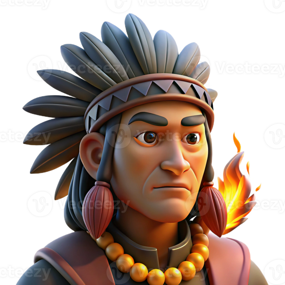 impressive creative Portrait of a Stoic Native American Chief genuine png