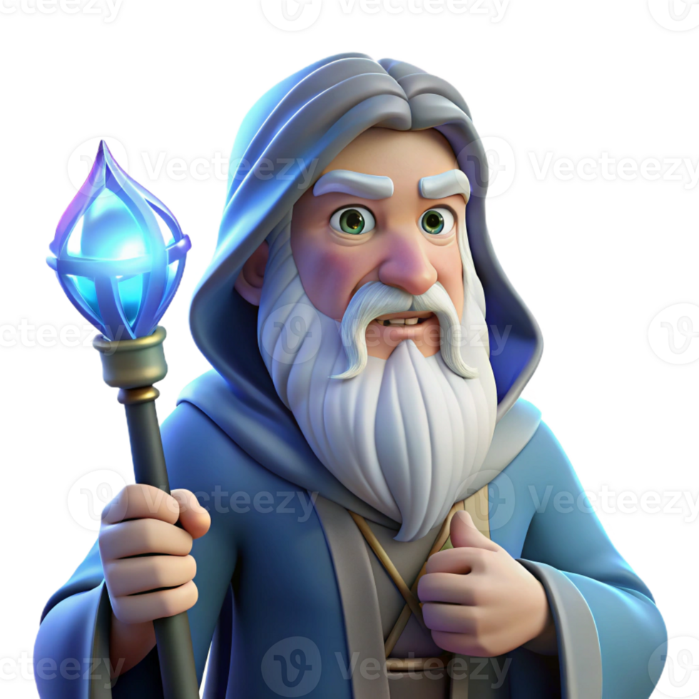 vibrant rustic Portrait of a Wise Old Wizard with a Long original png