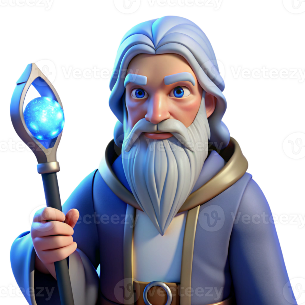 extraordinary abstract Portrait of a Wise Old Wizard with a Long professional png