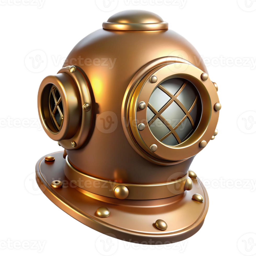 serene creative A Steampunk Diving Helmet with Brass Accen high quality png