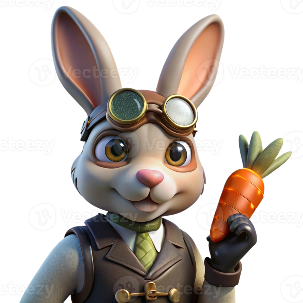 extraordinary creative A Portrait of a Steampunk Rabbit Wearing authentic png