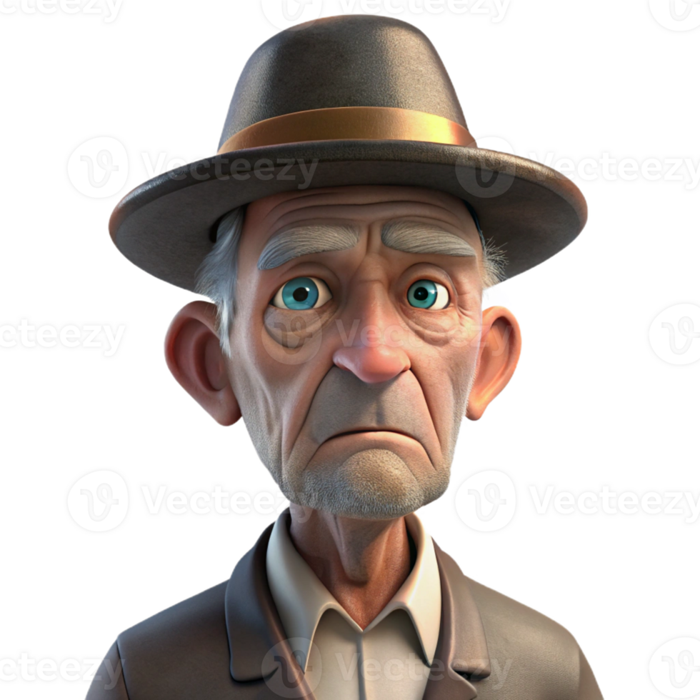 beautiful traditional Portrait of an Elderly Man with Weathered high quality png