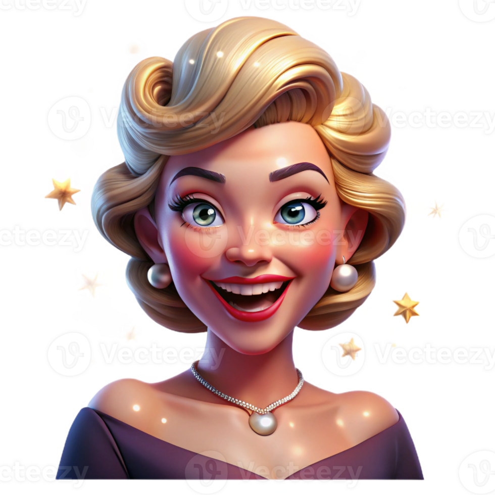 beautiful minimalist Portrait of a Glamorous Hollywood Starlet premium png