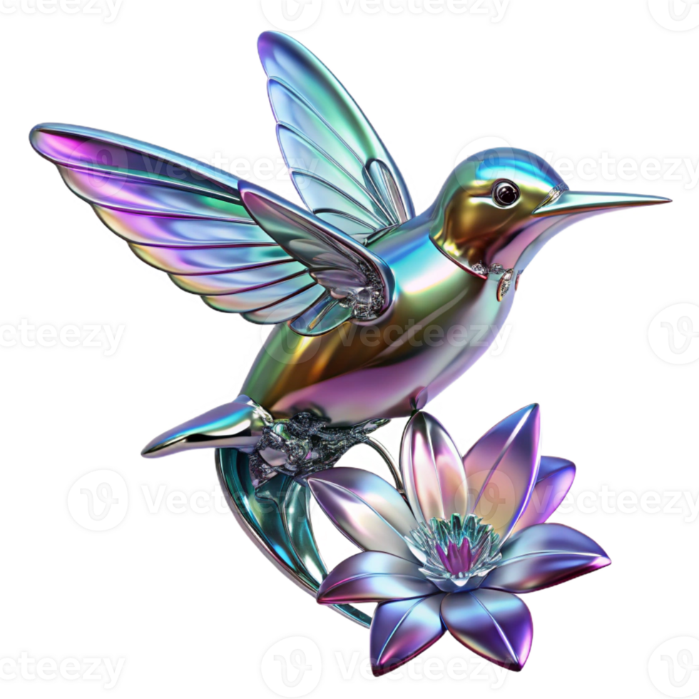 beautiful classic A Chrome and Glass Robotic Hummingbird Ho authentic png