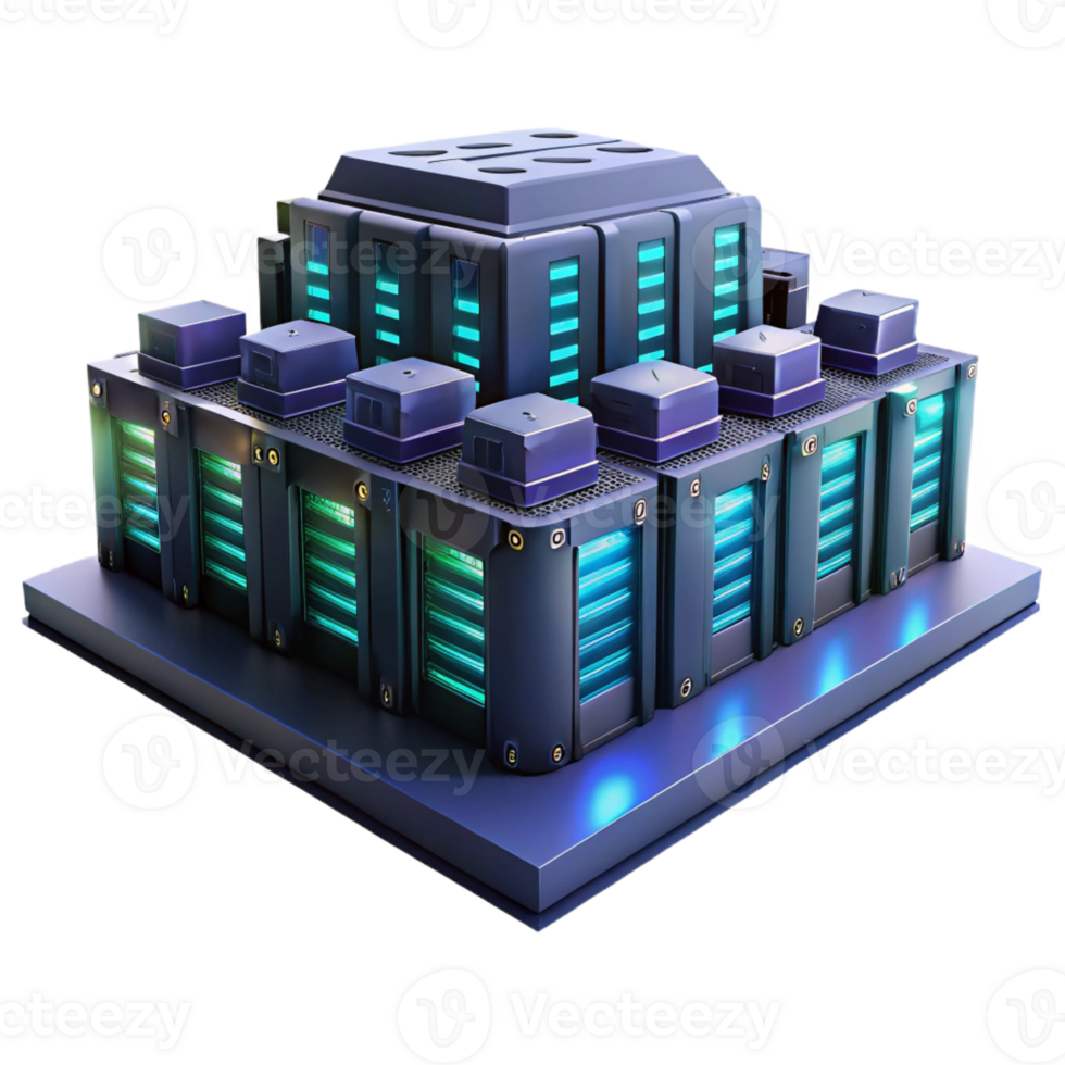 extraordinary contemporary A Data Center with Rows of Servers and B detailed png