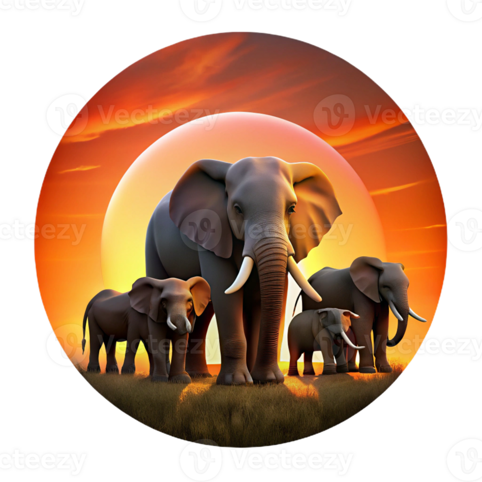 beautiful modern A Herd of Elephants Silhouetted Against A high quality png
