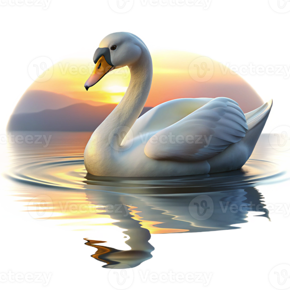 beautiful minimalist Swan Gliding on Calm Lake genuine png