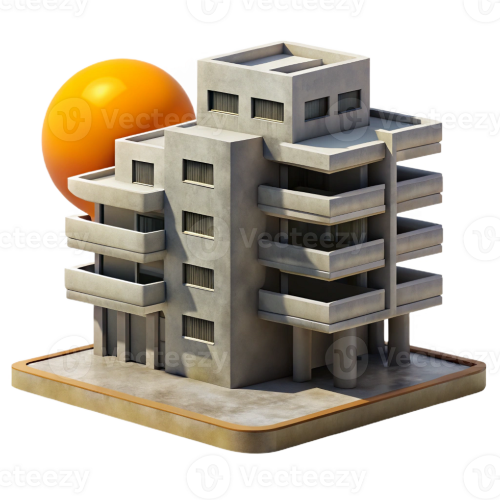 beautiful rustic A Brutalist Concrete Apartment Complex Ha original png