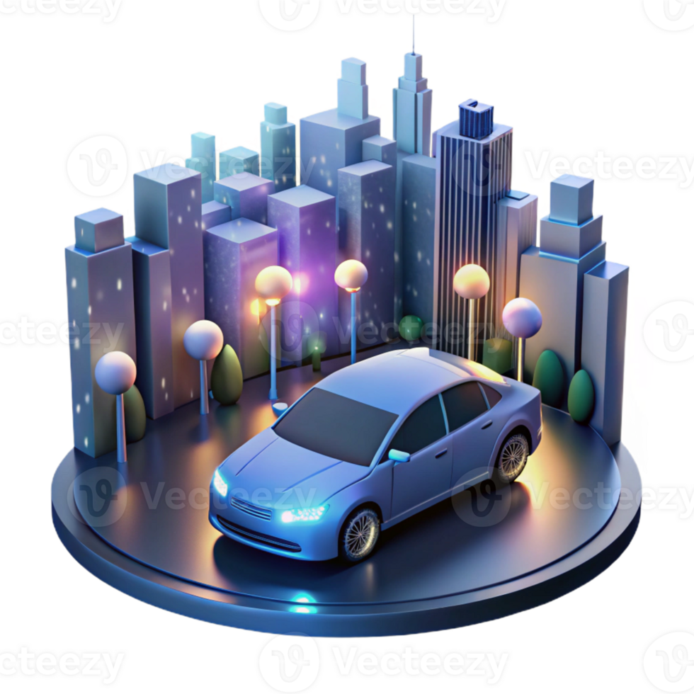 beautiful artistic A Self Driving Car Navigating a Futuristi high quality png